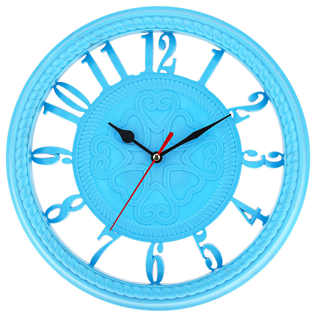 Часы настенные Любовь д24,5х4,4см, циферблат голубой, пластм. голубой, в коробке (Китай)