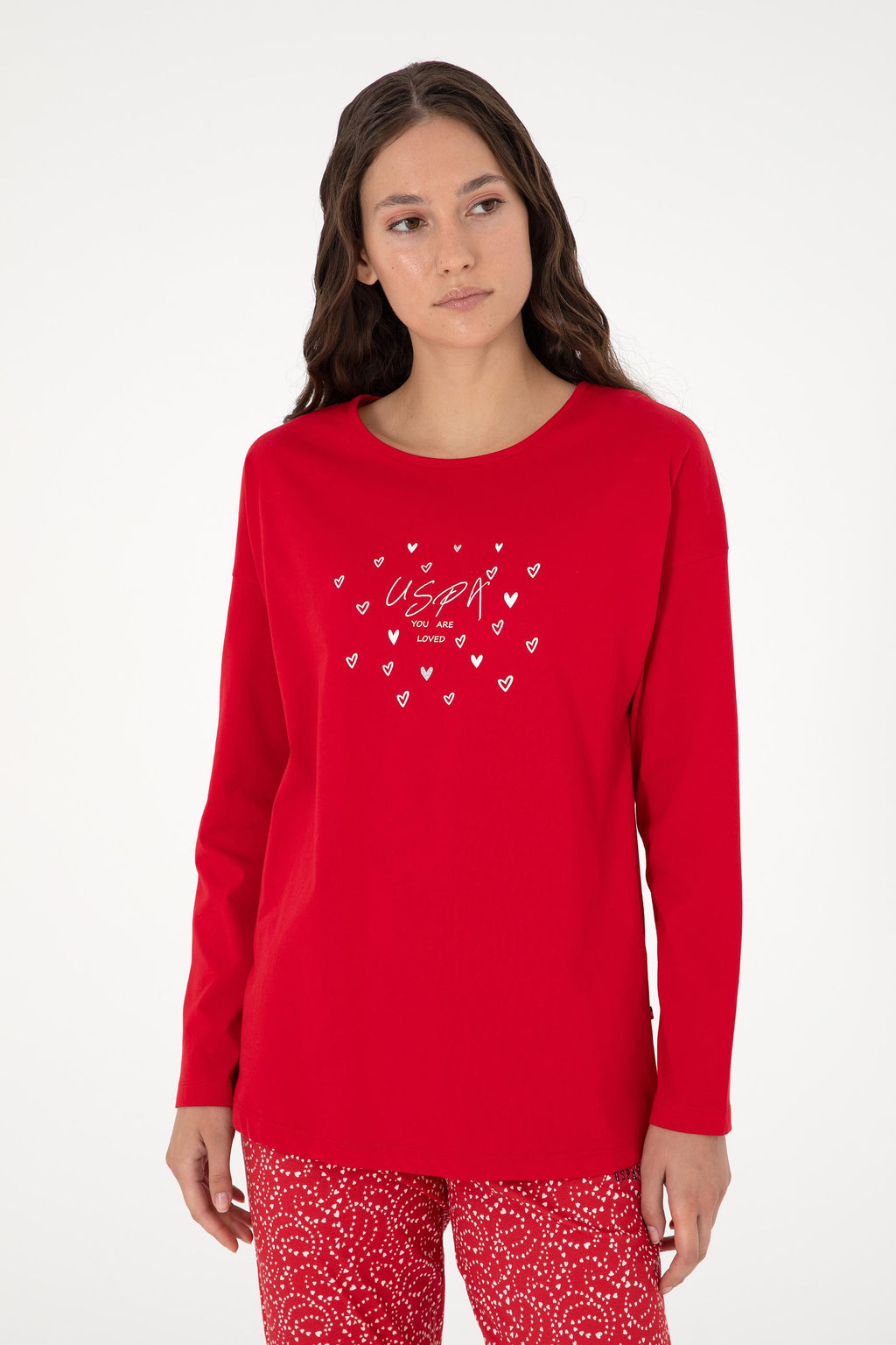 Женский красный пижамный комплект Неожиданная скидка в корзине - U.s. polo assn фото 3