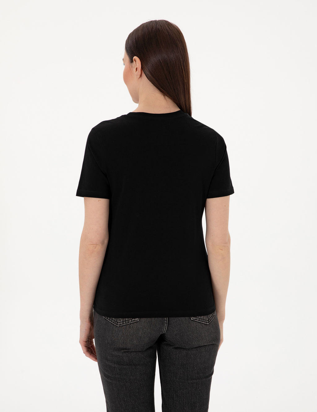 Siyah Regular Fit Bisiklet Yaka Basic Ti__rt