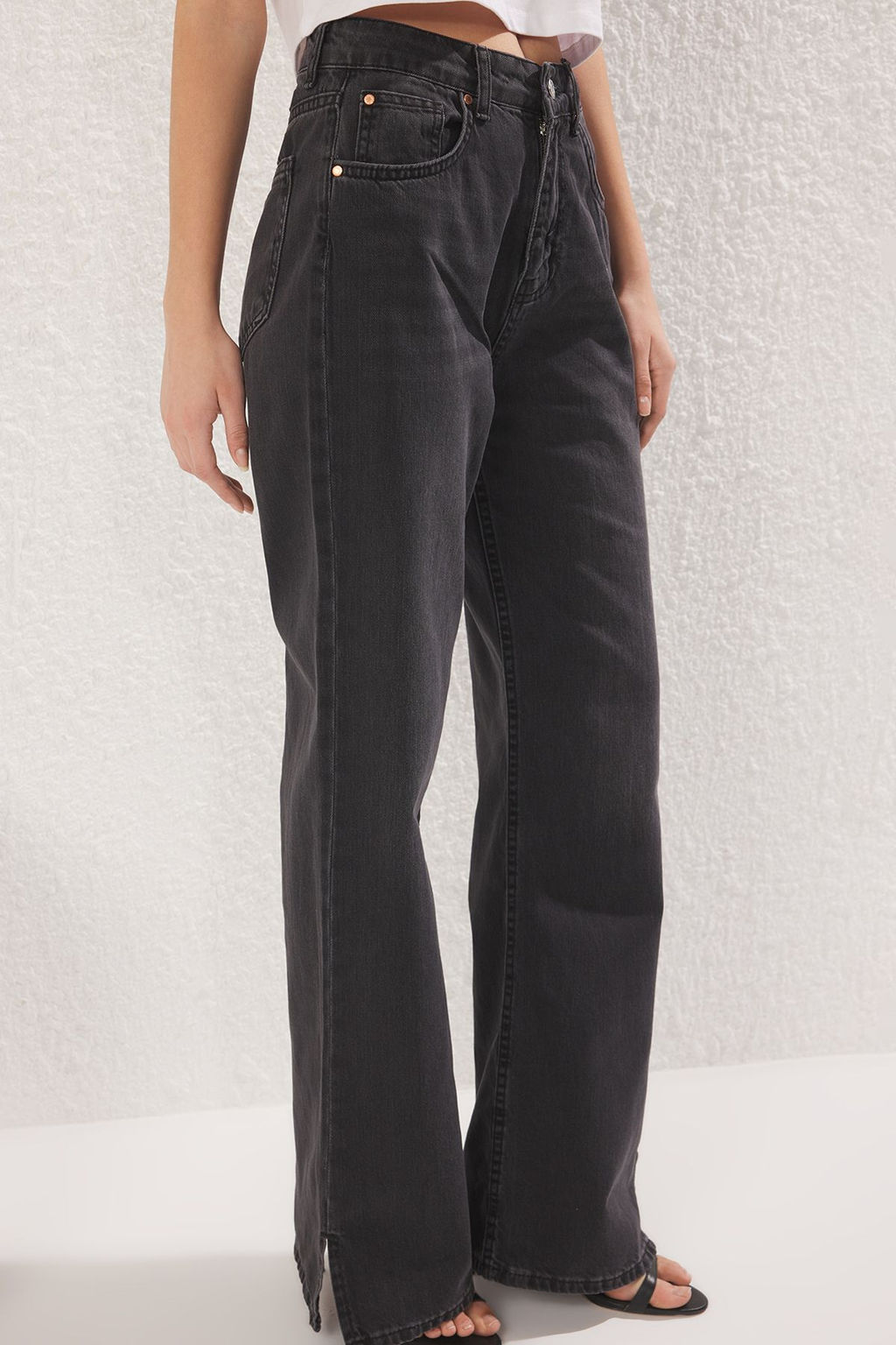 Ac?k Mavi Pacas? Y?rtmacl? Yuksek Bel Wide Leg Jeans TWOSS25JE00057 - Trendyolmilla фото 8