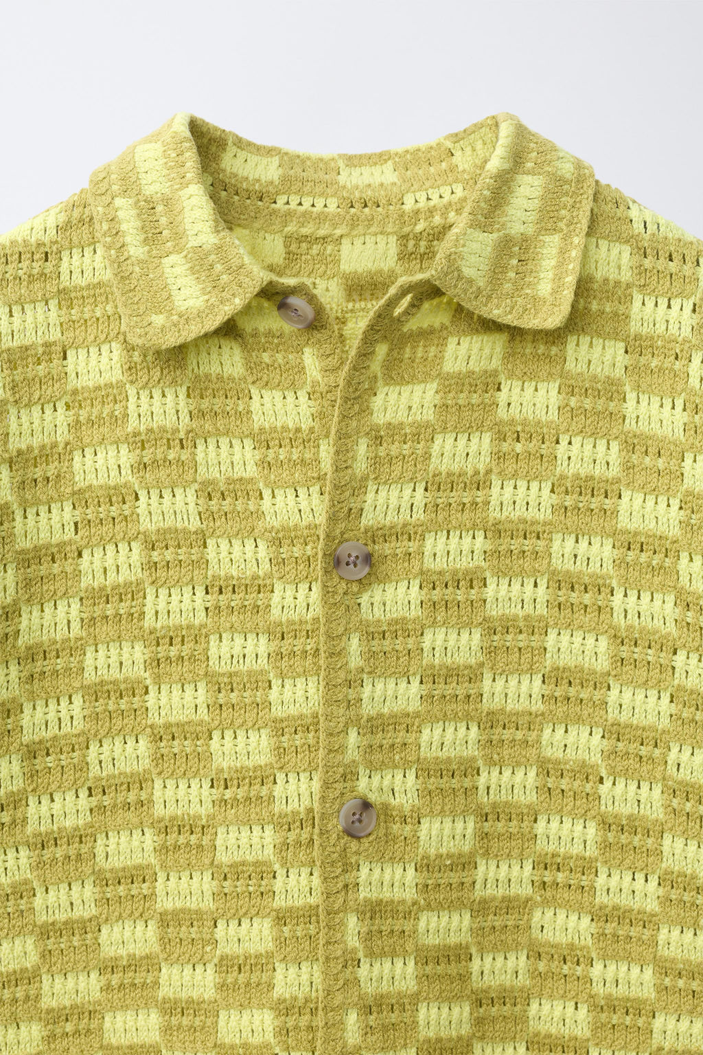 CAMISA CROCHET CUADRO DAMERO / Pistacho - Zara фото 4