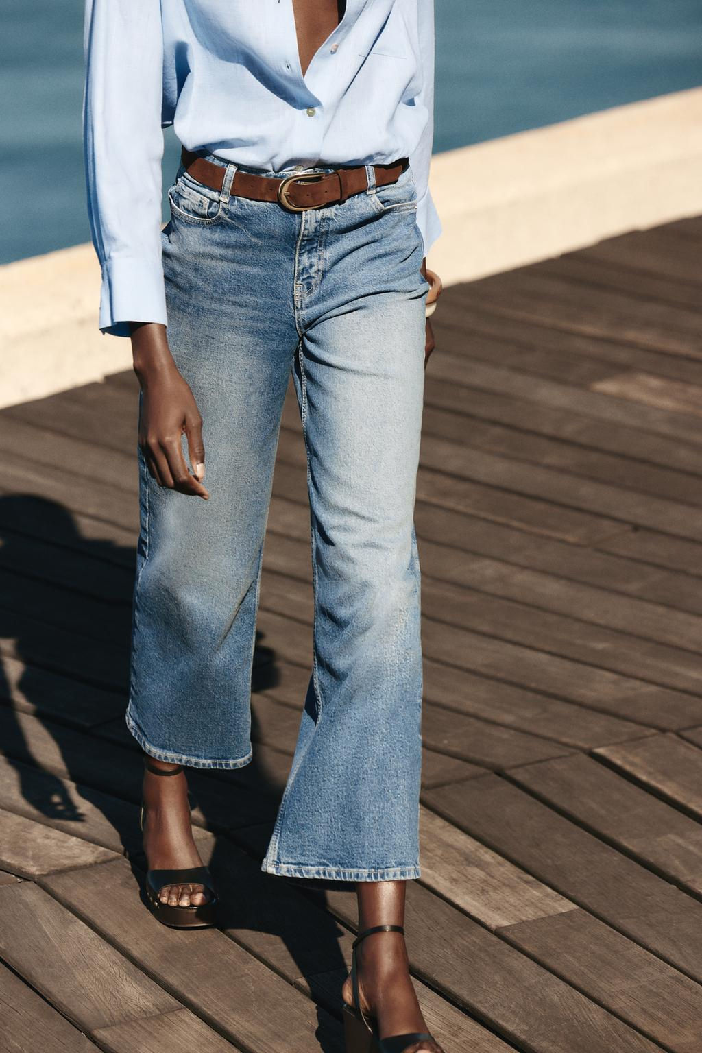 Z1975 HIGH-WAIST CULOTTE JEANS WITH BELT - Zara фото 11
