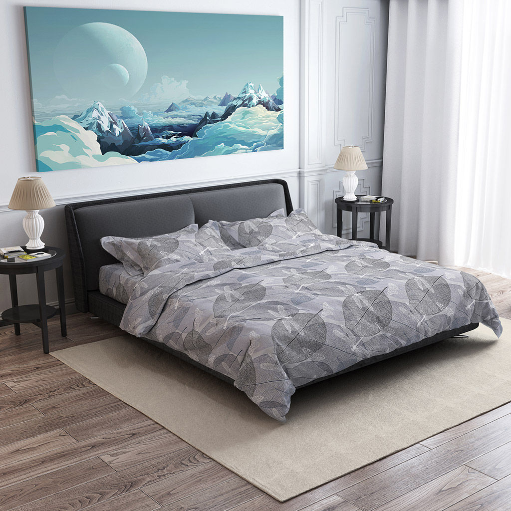 Наволочка 50х70см "Стрекозы, серо-бежевый", с клапаном-запахом, бязь "Комфорт" 121г/м2, хлопок 100%, упаковка "классическая" пакет ПВД 14,5х23см, еврослот, "Домашняя мода" (Россия)