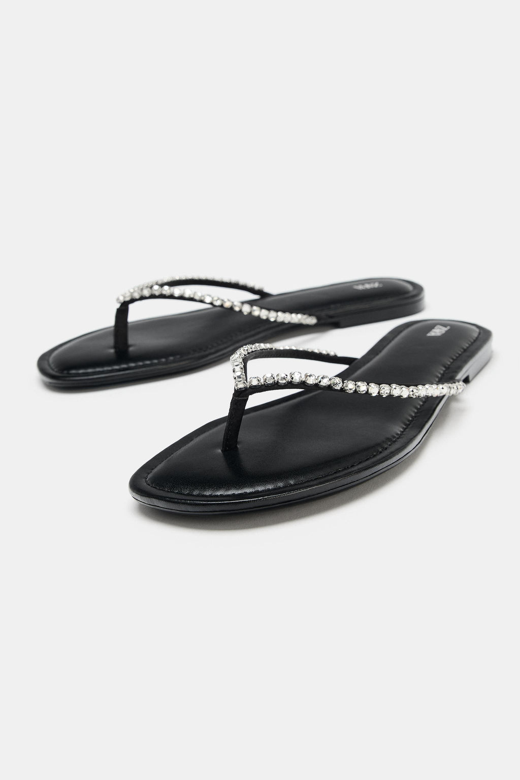 SANDALIA PLANA BRILLOS / Negro - Zara фото 4