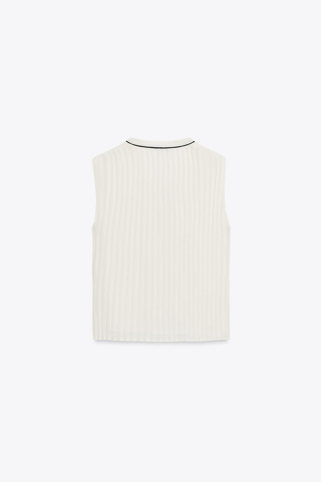 CONTRAST TRIM PLEATED BLOUSE - Zara фото 7