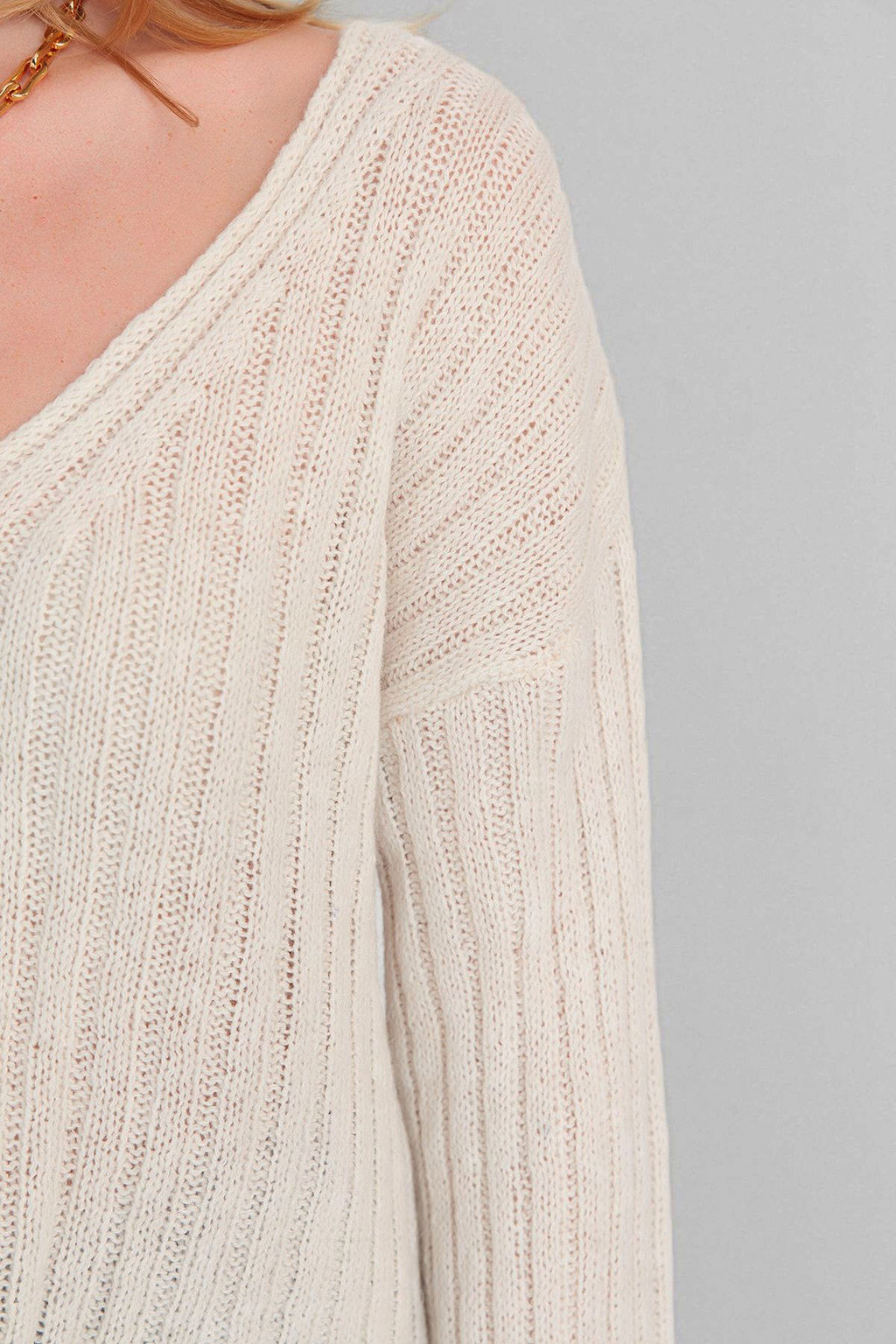 Tas Merserize Gorunumlu Yunlu Genis Kal?p Basic Triko Kazak TWOAW23KZ01844 - Trendyolmilla фото 4