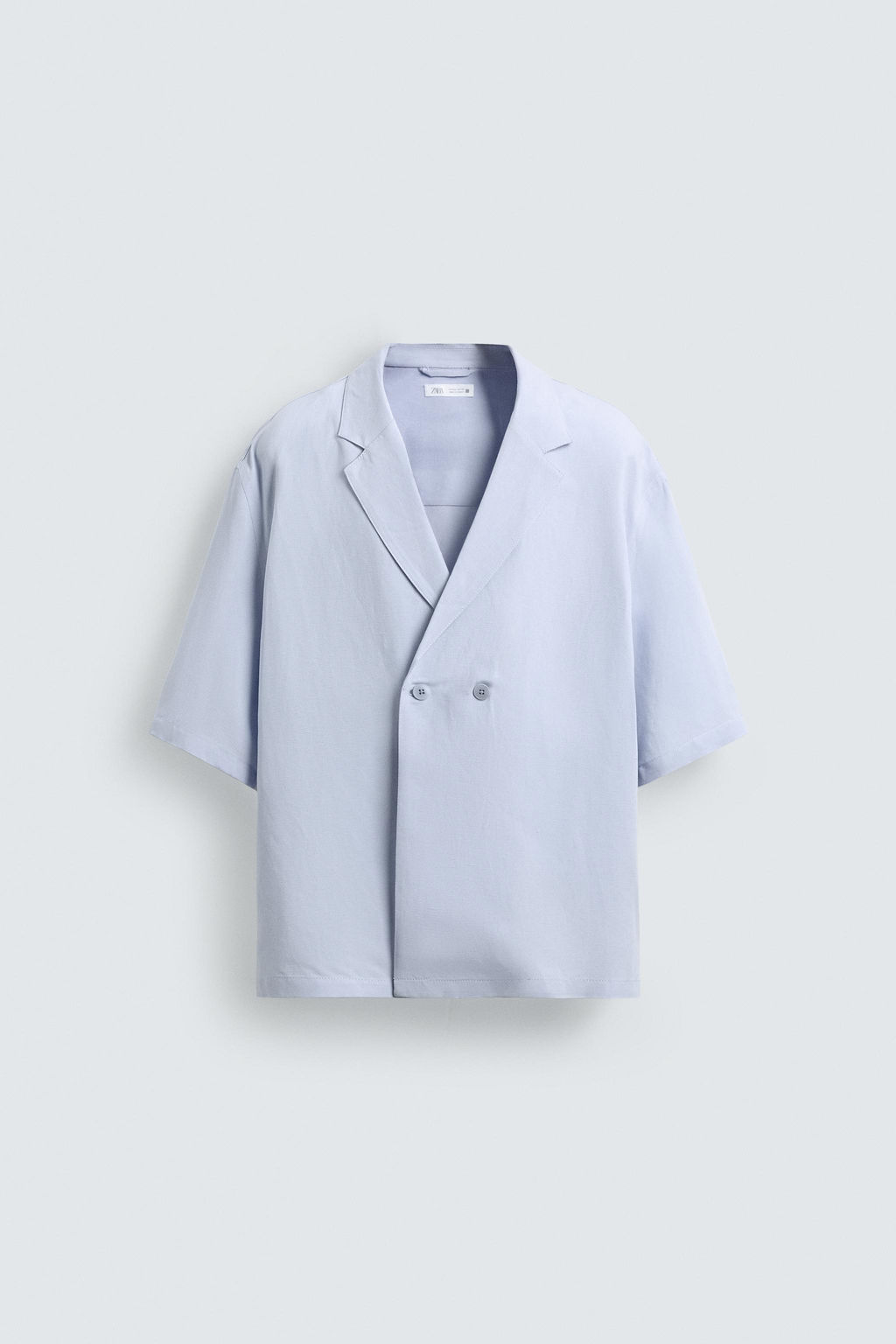CAMISA KIMONO VISCOSA - LINO / Celeste - Zara фото 6