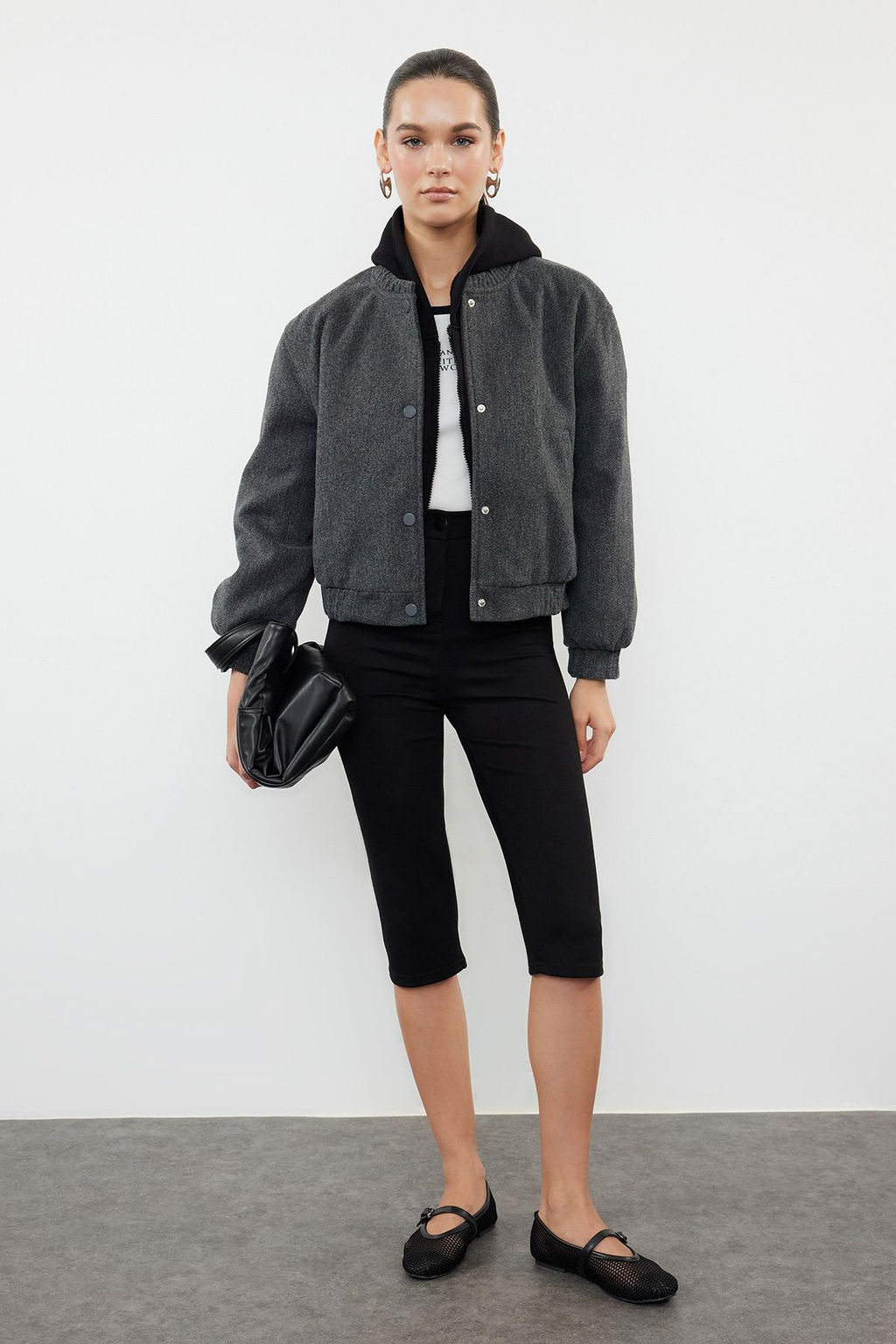 TRENDYOLMILLA Antrasit Kase Bomber Ceket Mont TWOAW25MO00070  фото 8