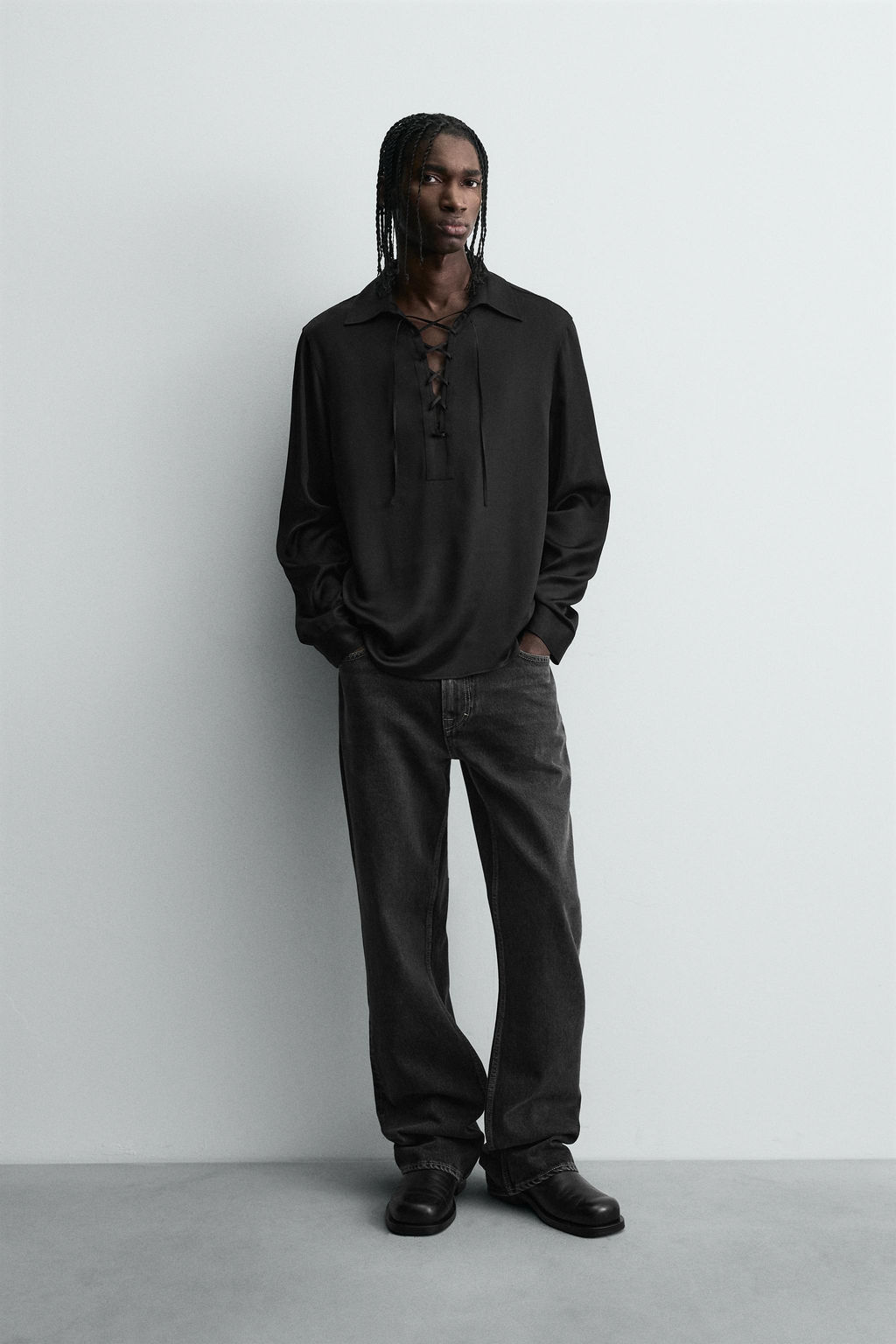 FLOWING POLO SHIRT WITH DRAWSTRING