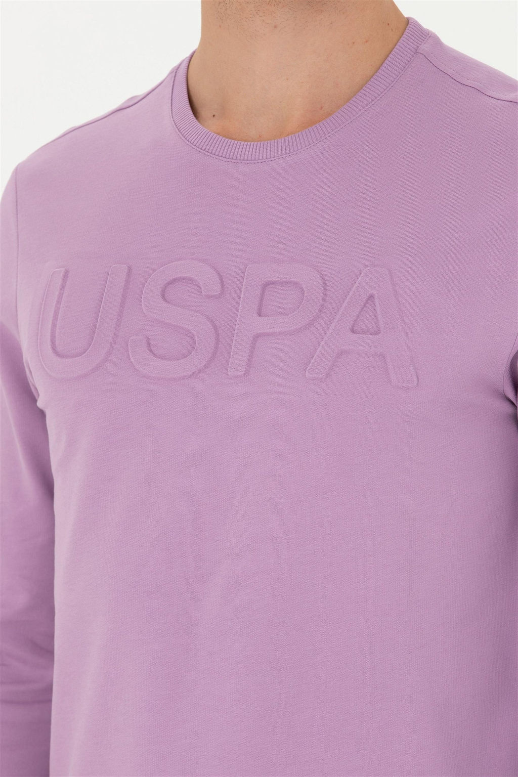 Свитшот мужской U. S. Polo Assn базовый сиреневый с круглым вырезом из хлопка - U.s. polo assn фото 14