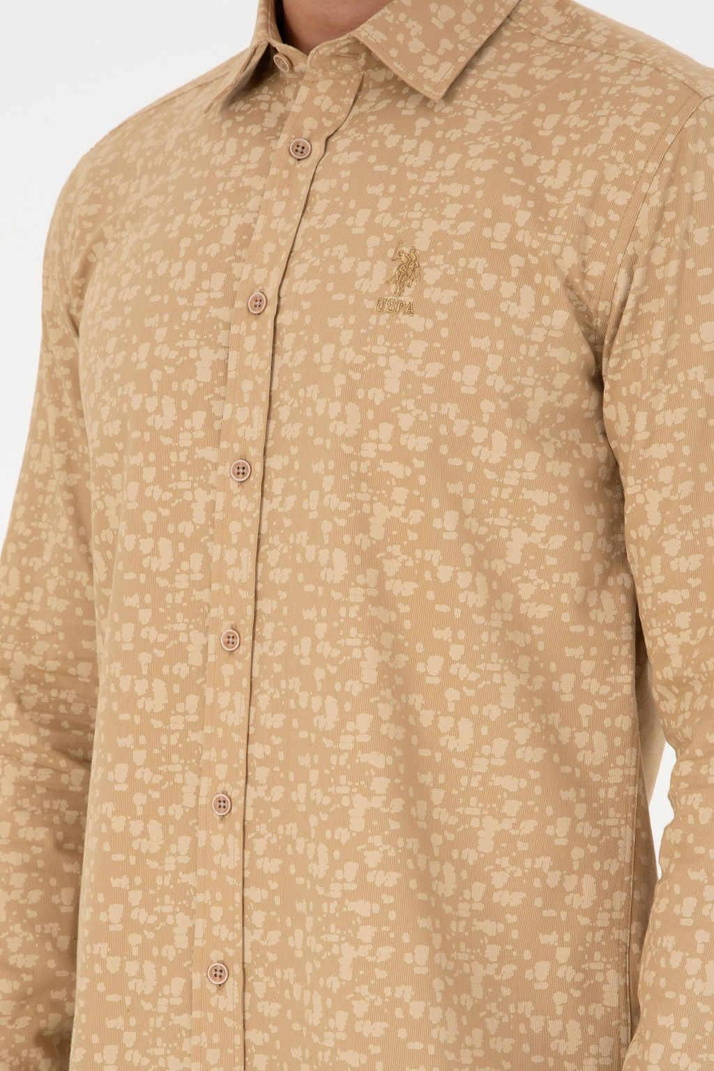 Мужская рубашка песочного цвета с длинным рукавом Неожиданная скидка в корзине - U.s. polo assn фото 7