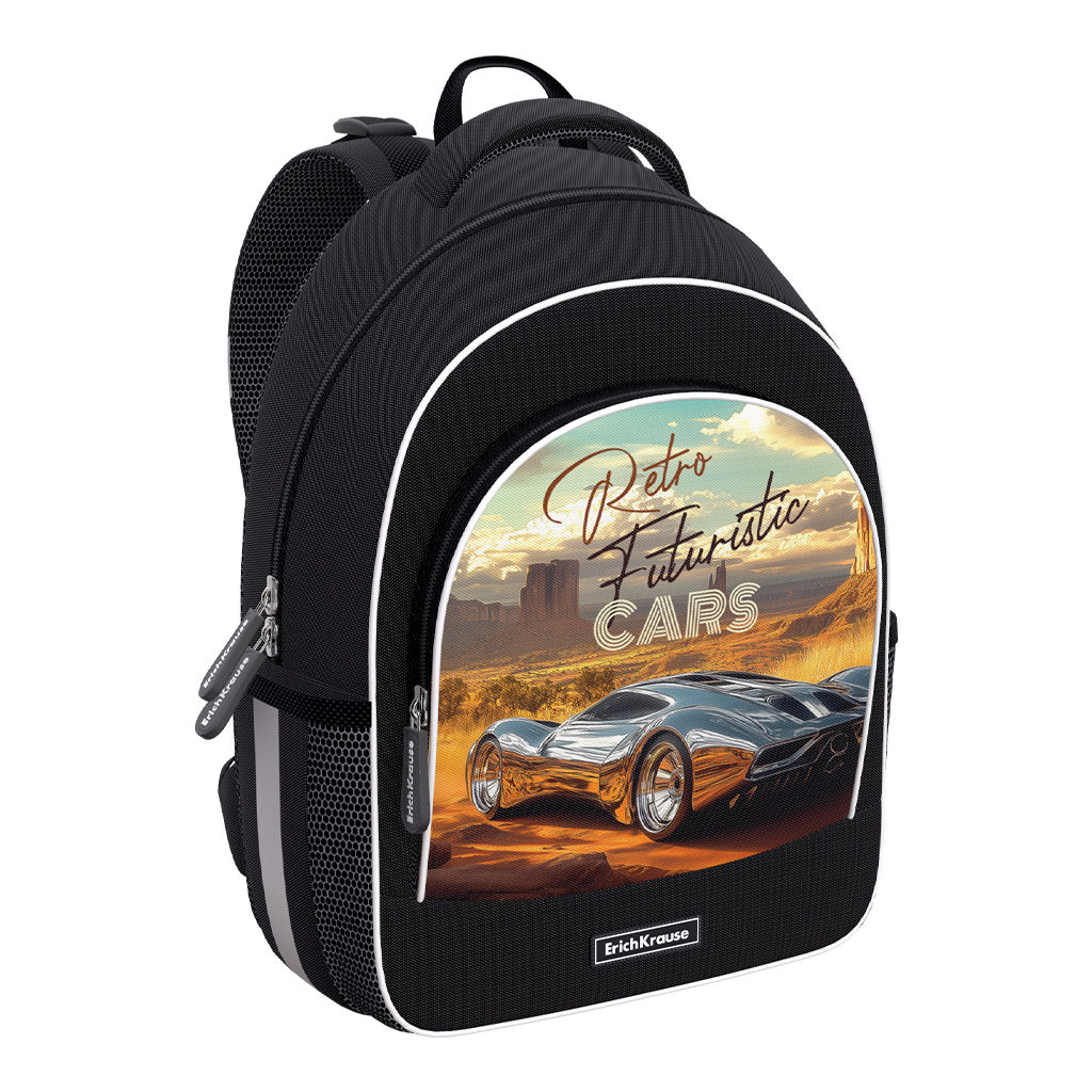 Цена за 1 шт. Ученический рюкзак с грудной перемычкой ErichKrause ErgoLine® 15L Retro Cars