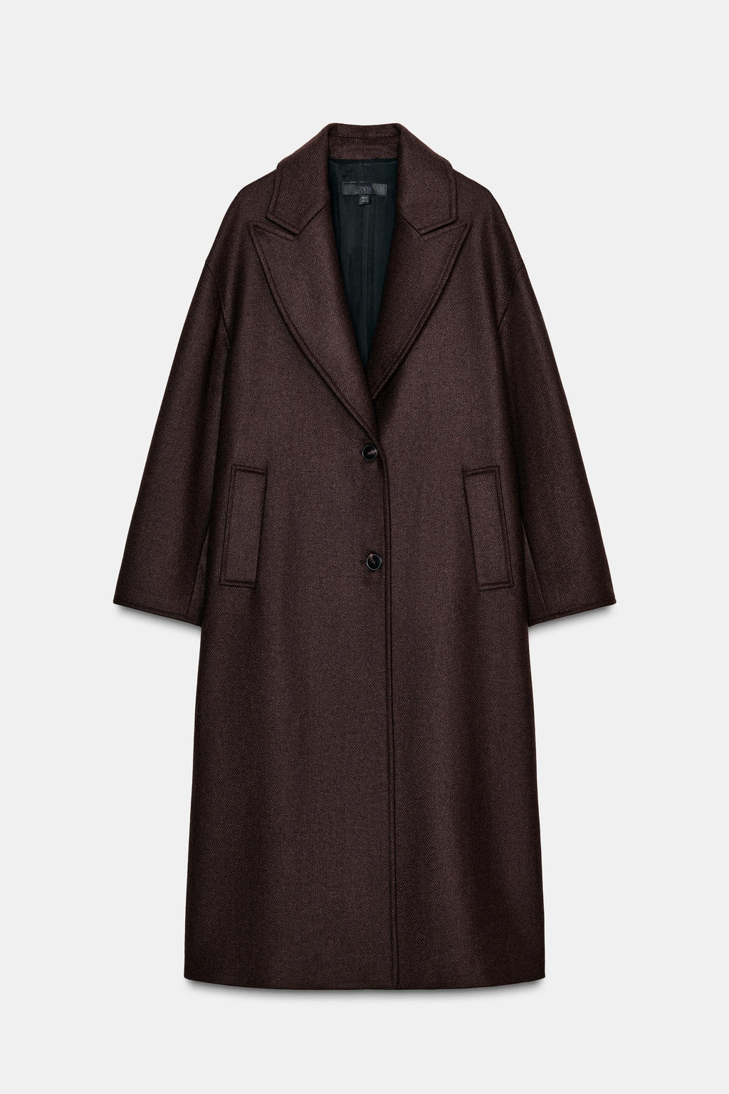 COAT WITH COMBINED LEATHER EFFECT COLLAR - Zara фото 12
