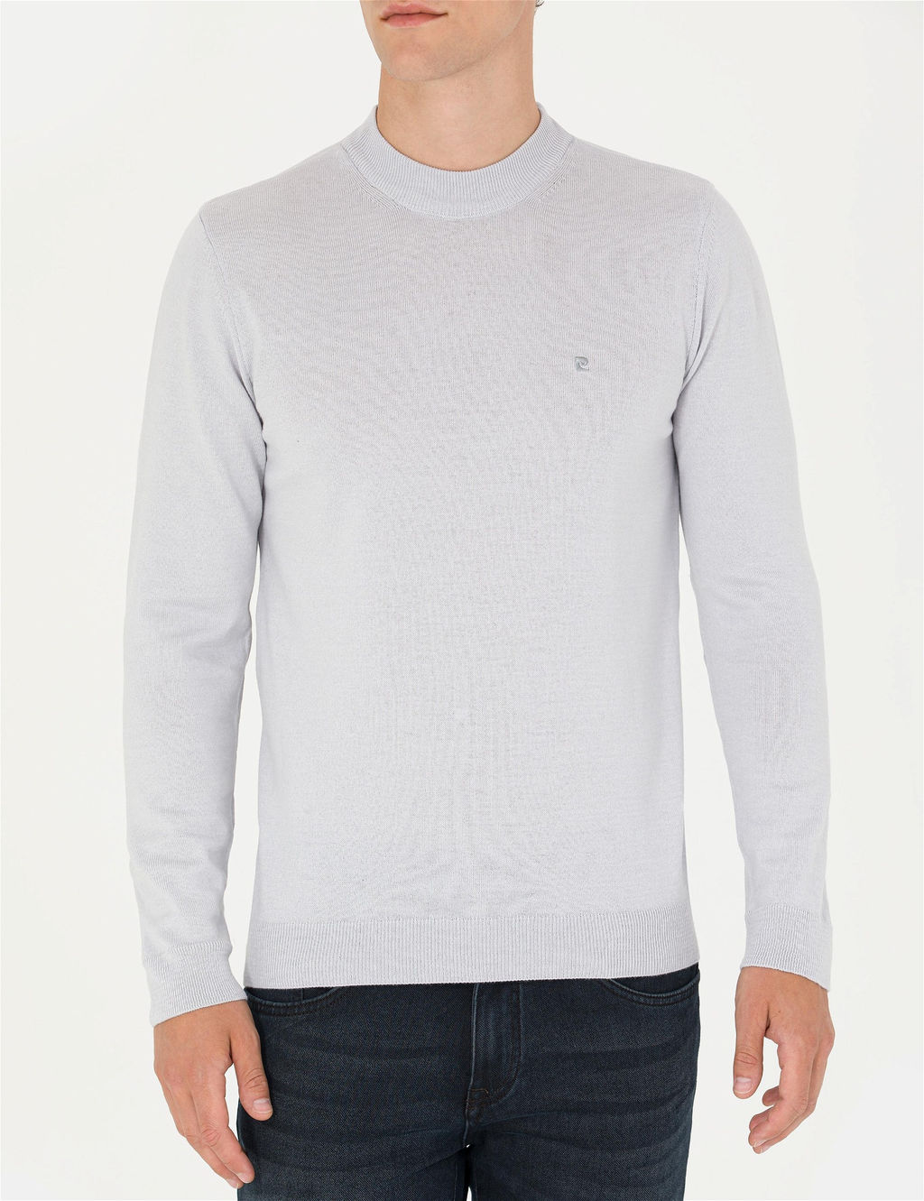 Krem Melanj Slim Fit Yar_m Bal_k__ Yaka Basic Triko Kazak - Pierre cardin фото 6