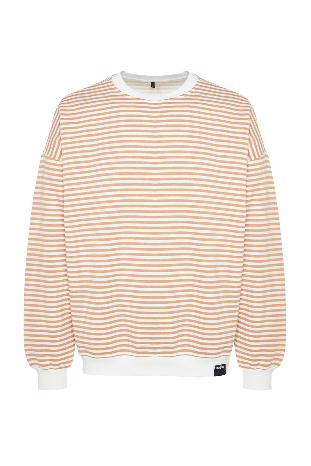 TRENDYOL MAN Siyah Oversize/Genis Kesim Cizgili Ici Polar/S?cak Tutan Sweatshirt TMNAW24SW00065 - Trendyolmilla фото 6