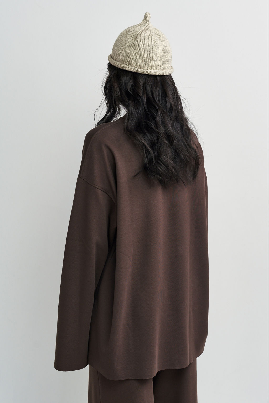 Лонгслив хлопковый с необработанным краем Коричневый - Erist store фото 7