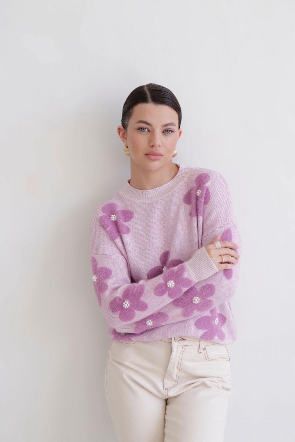 Martichelli Джемпер лавандовый с цветами  фото 3