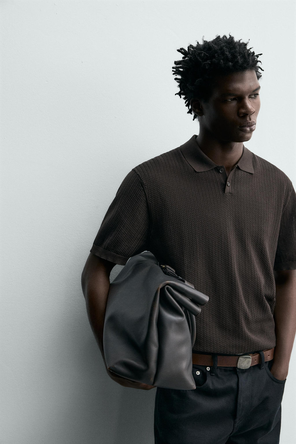 POLO PUNTO REGULAR FIT ESTRUCTURA / Marr?n - Zara фото 6