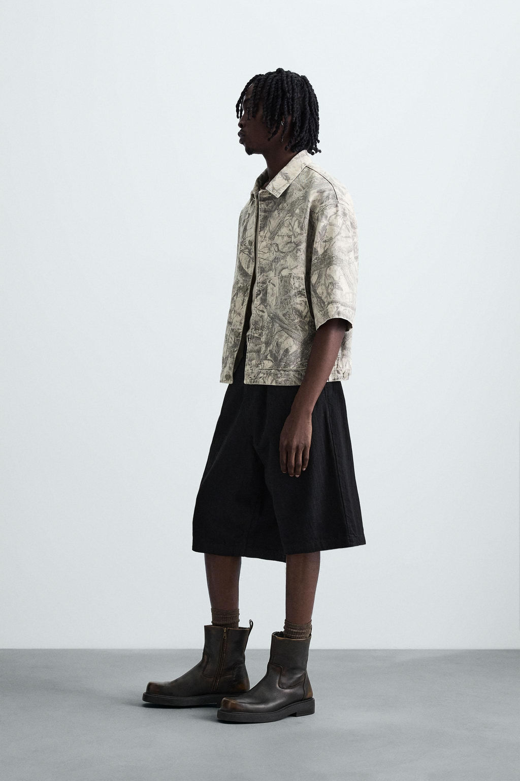 WASHED ABSTRACT PRINT OVERSHIRT