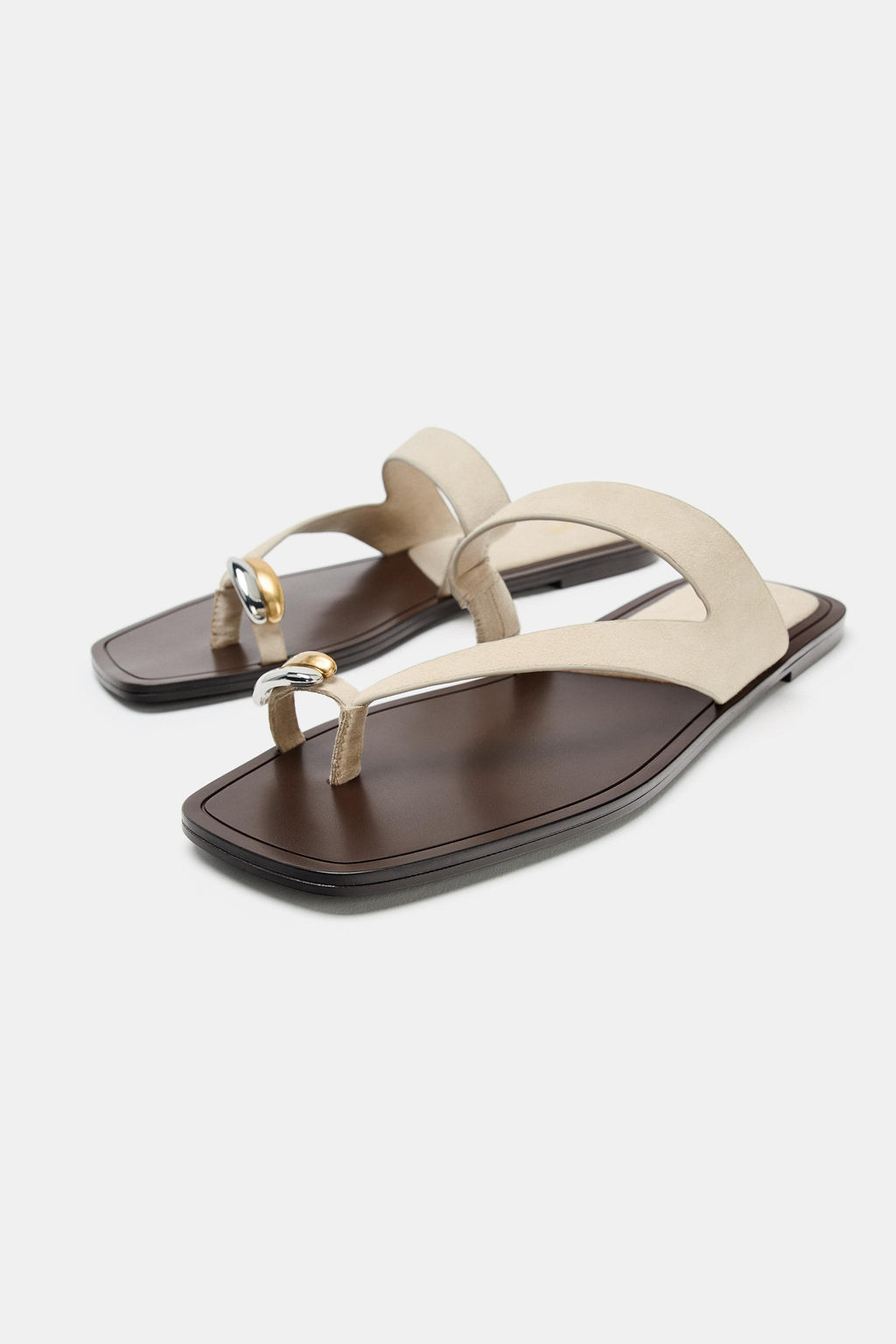 SANDALIA PIEL DETALLE MET?LICO / Beige - Zara фото 3