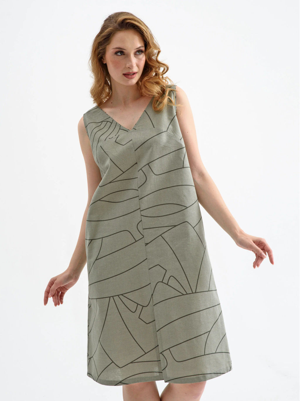 Платье Оптима Мелодия из полульна хаки фото 7