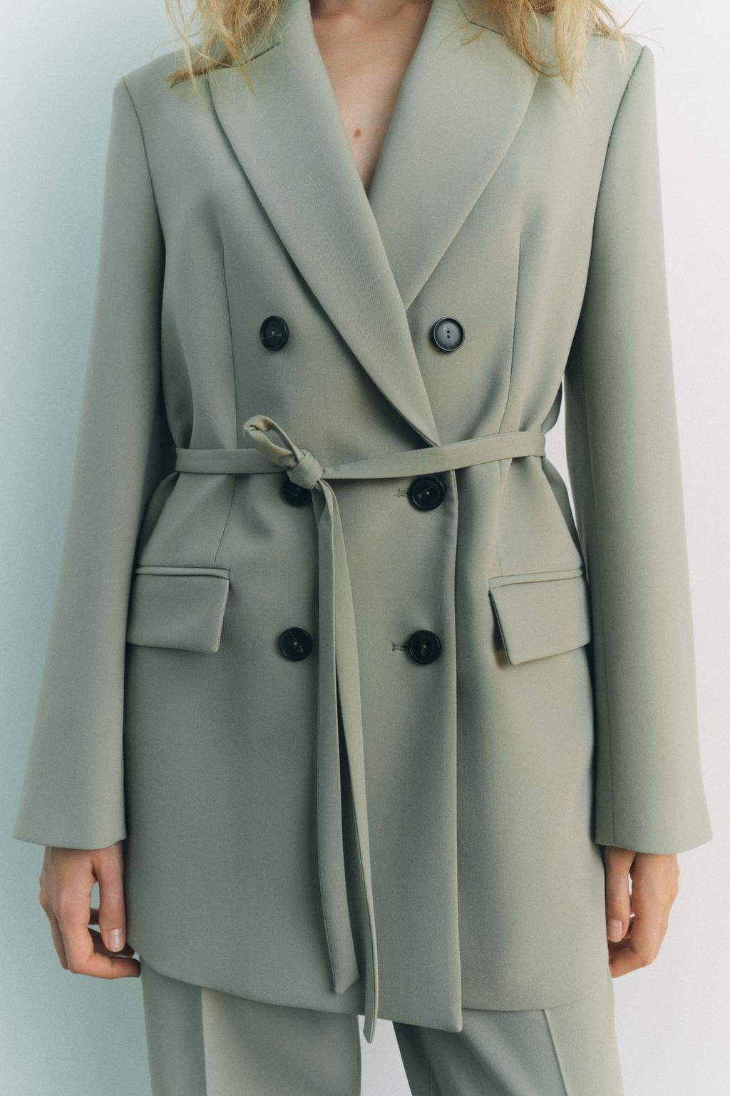 DOUBLE-BREASTED BLAZER WITH BELT - Zara фото 2