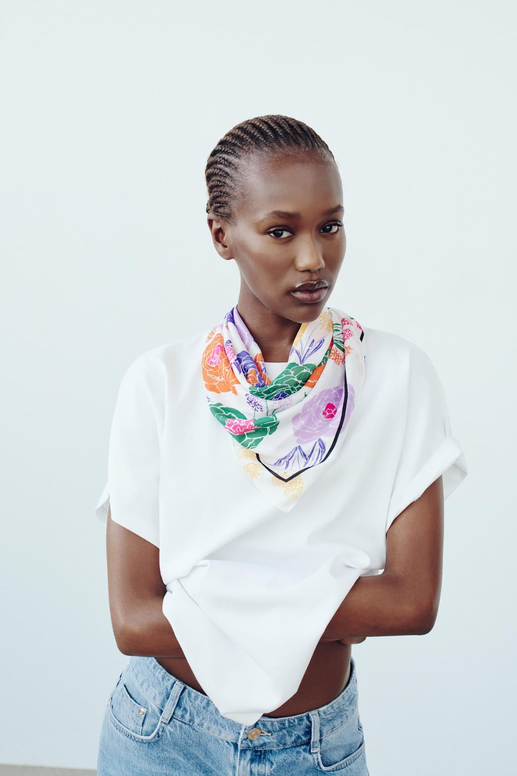 PRINTED SATIN SCARF - Zara фото 2