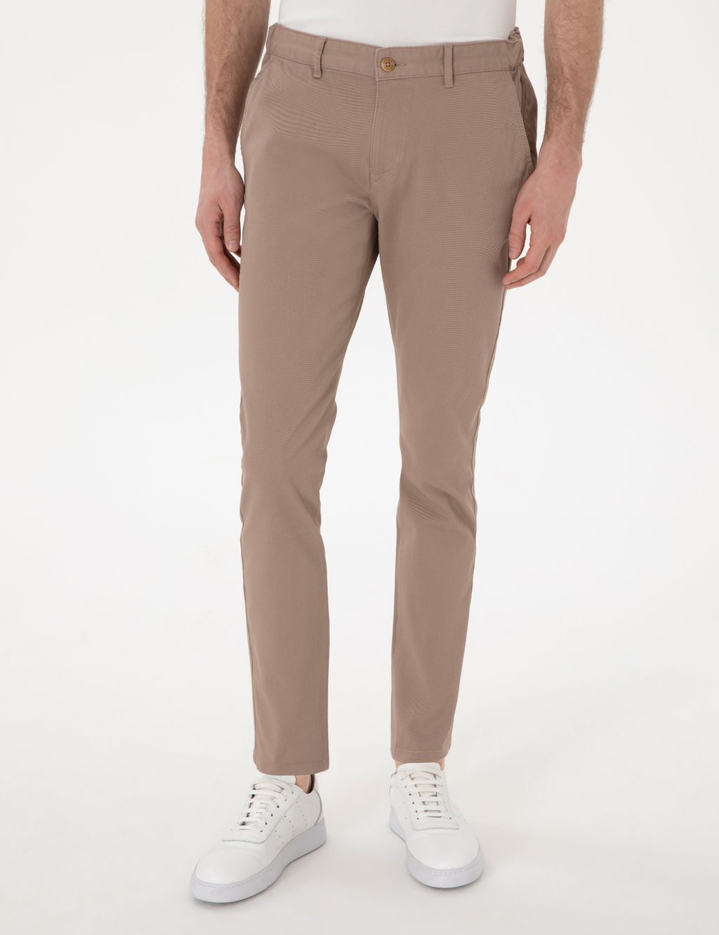 Vizon Slim Fit Beli Lastikli Kanvas Pantolon