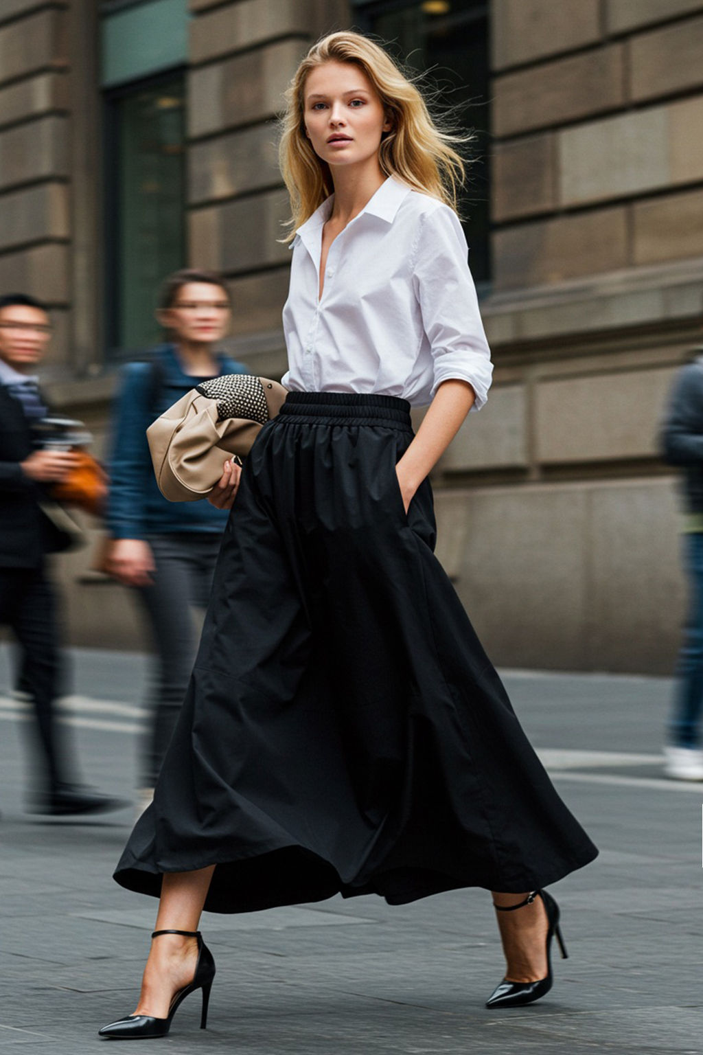 Siyah A-line Maxi Boy Etek TEDSS24ET00033