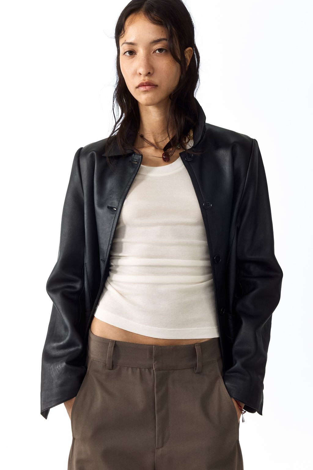 Camiseta de algod?n pima con escote en U - H&m фото 4