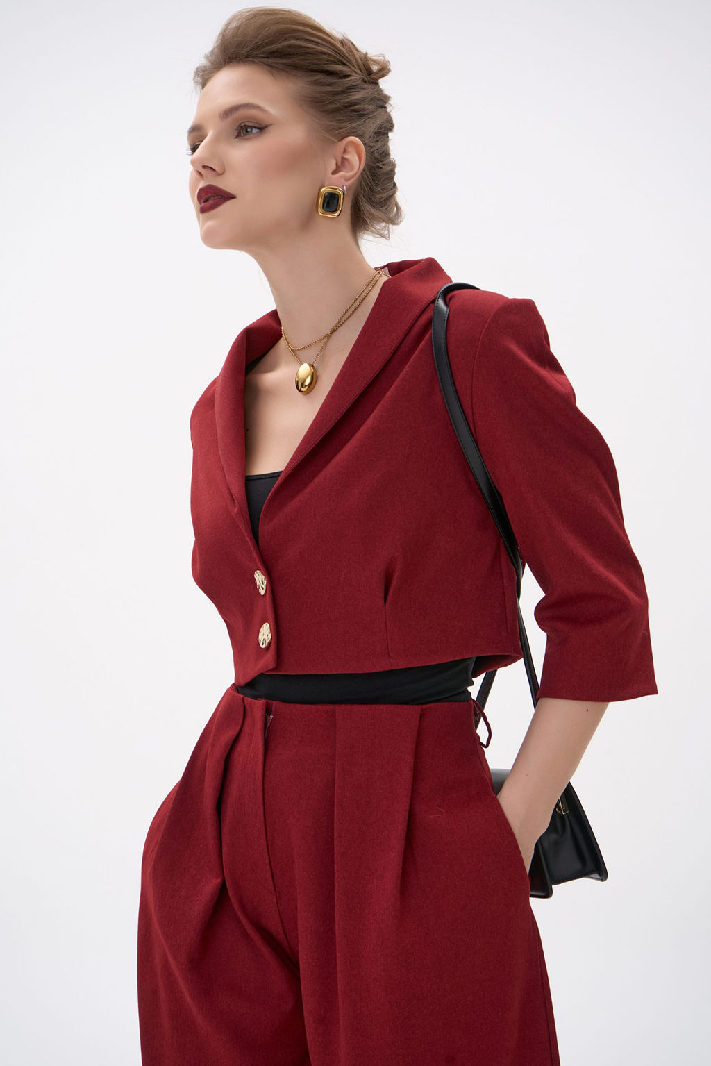 Короткий пиджак Джуди (бордовый) - Эльза фото 21
