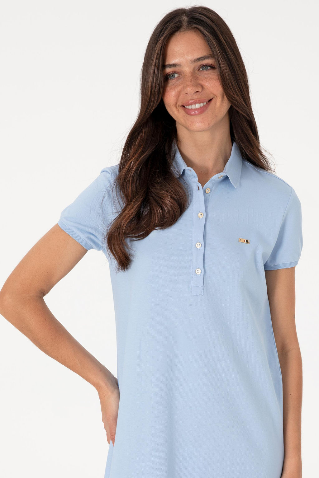 Kad_n A__k Mavi Polo Yaka Mini Boy _rme Elbise Sepette S_rpriz _ndirim - U.s. polo assn фото 2