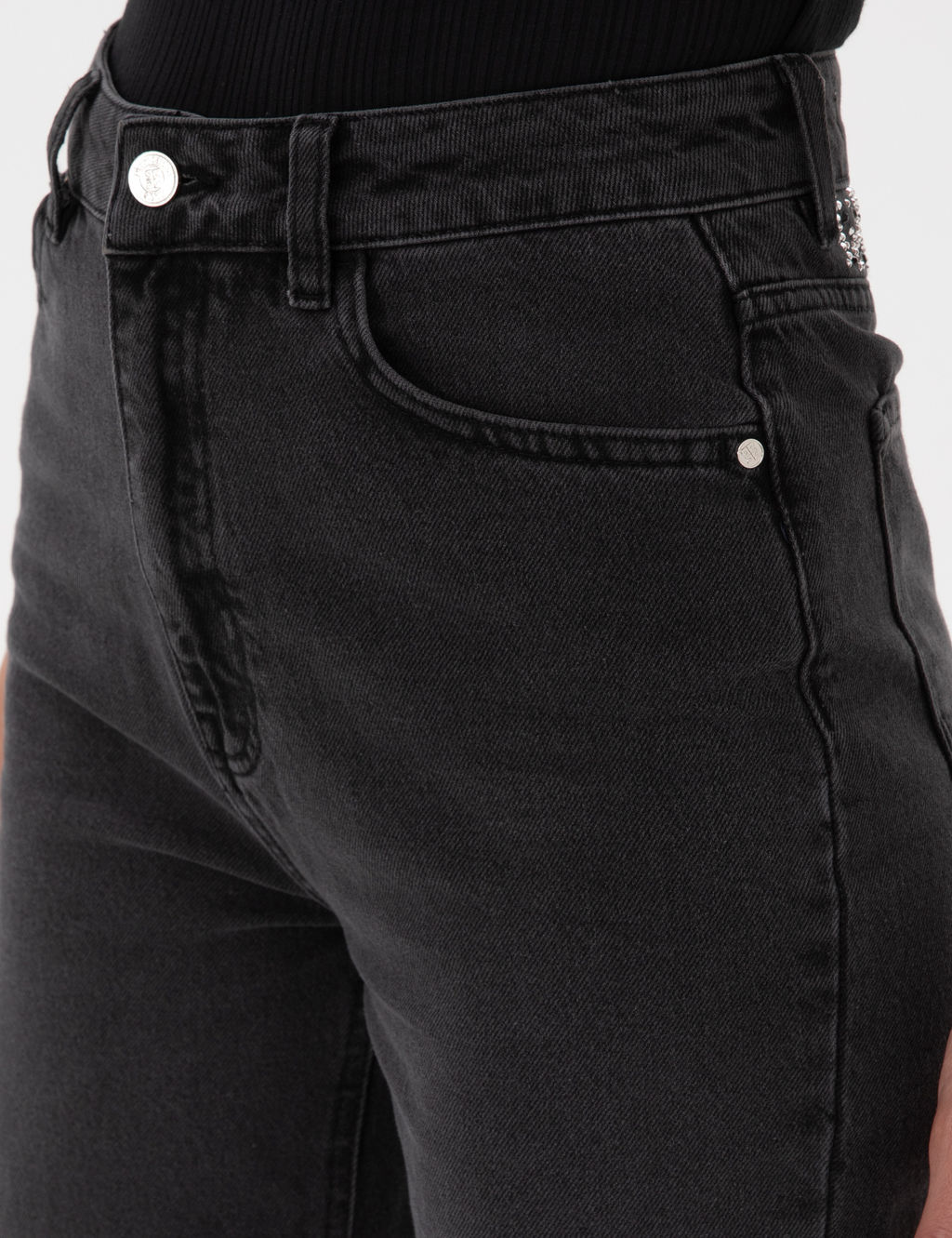 Antrasit Mom High Waist Fit Jean Pantolon