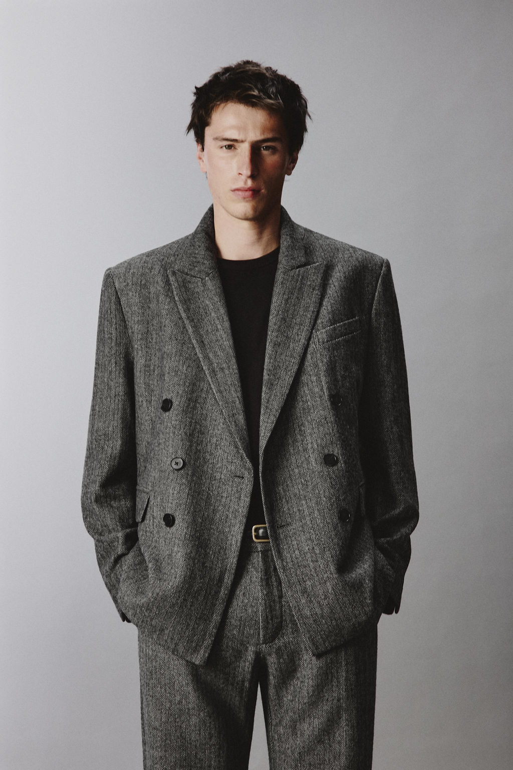 HERRINGBONE WOOL BLEND SUIT BLAZER - Zara фото 10