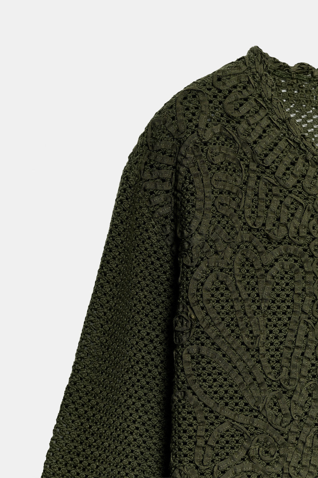 CHAQUETA COMBINADA CROCHET / Khaki - Zara фото 9