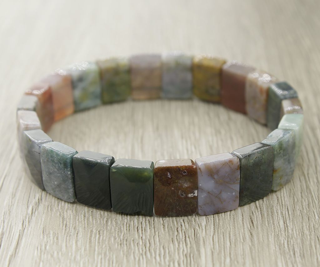 Яшма зеленая 12мм, браслет Квадро 19см - Agat77 фото 2