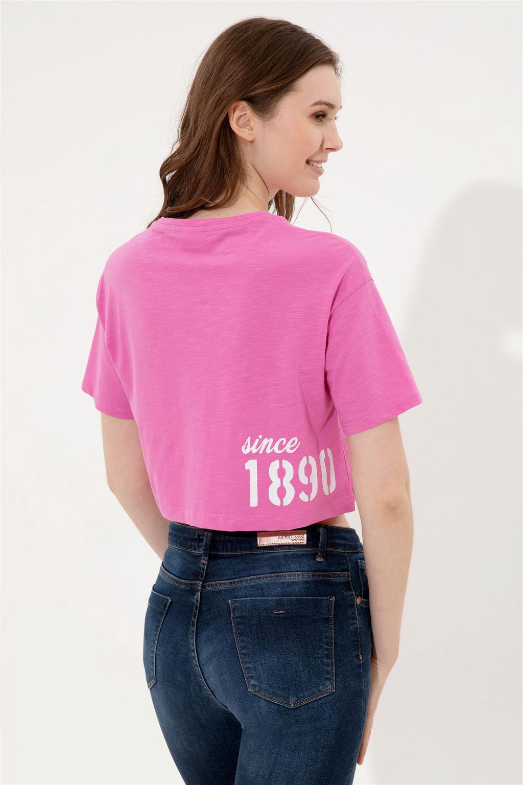 U. S. Polo Assn Женская розовая укороченная футболка с круглым вырезом - U.s. polo assn фото 11