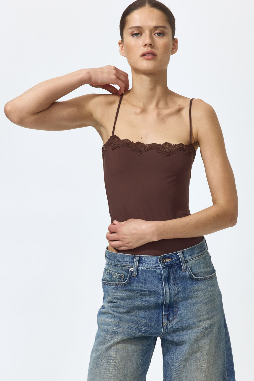 Body de tirantes espagueti con detalle de encaje - H&m фото 4
