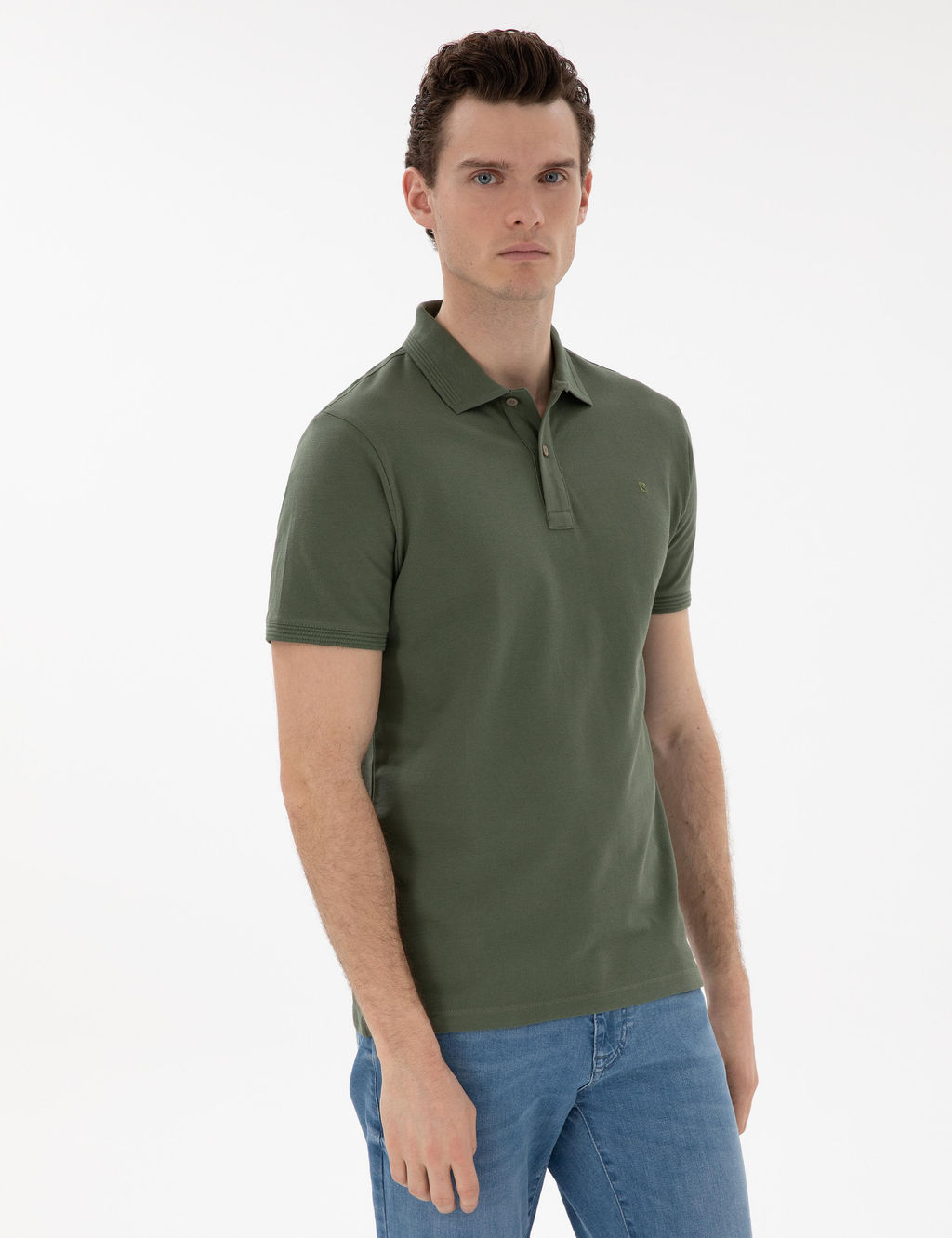 Haki Slim Fit K_vr_lmaz Polo Yaka Basic Ti__rt