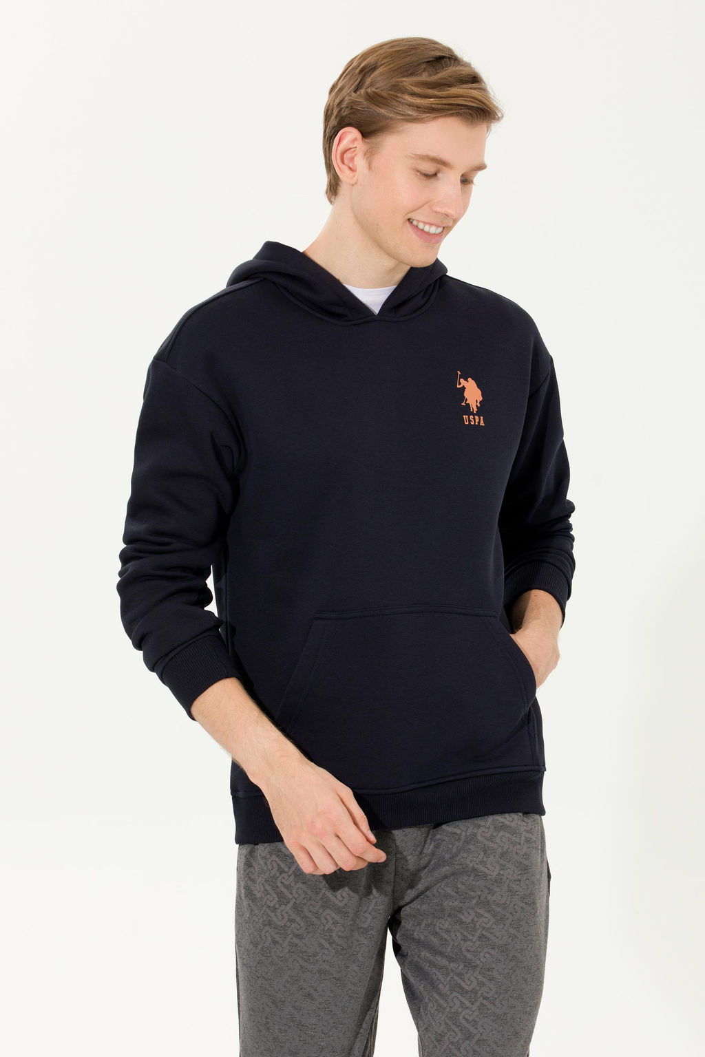 U. S. Polo Assn Мужская темно-синяя комфортная толстовка с капюшоном - U.s. polo assn фото 16