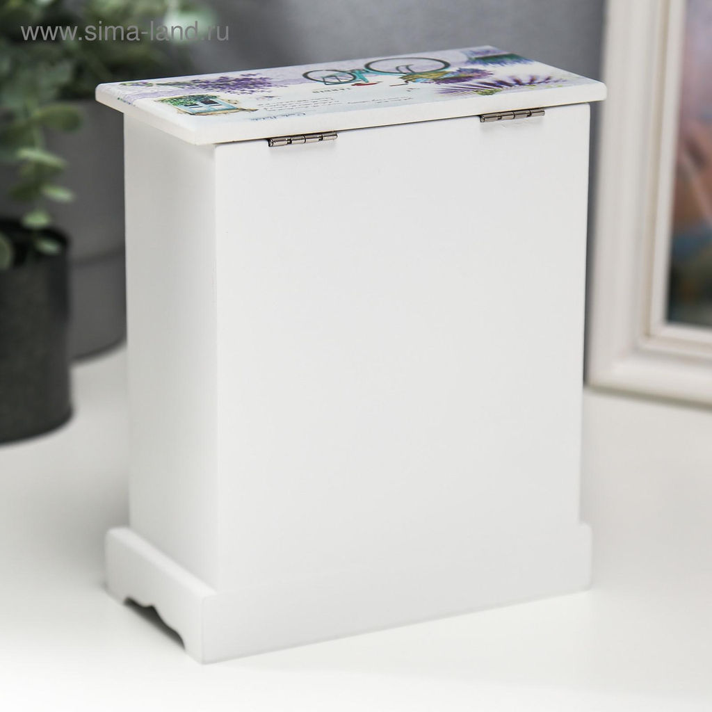 Шкатулка дерево комод 3 ящика+дверка Лавандовое поле 18,8х16,1х8,2 см - Simaland фото 6