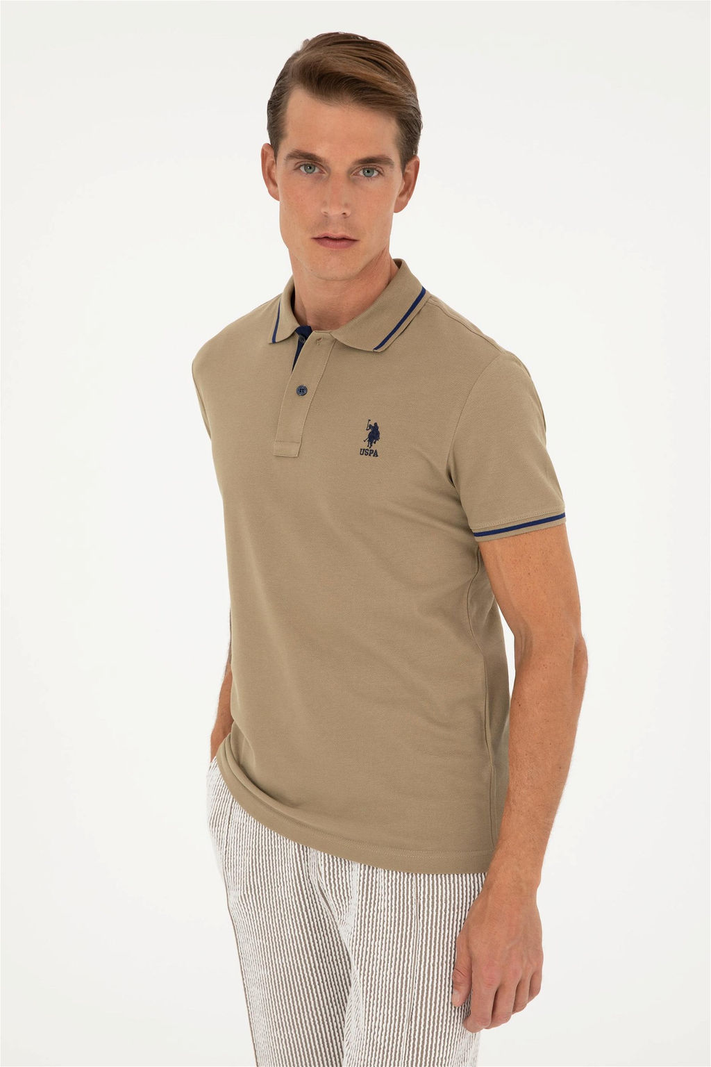U. S. Polo Assn / Мужская базовая футболка цвета хаки - U.s. polo assn фото 3