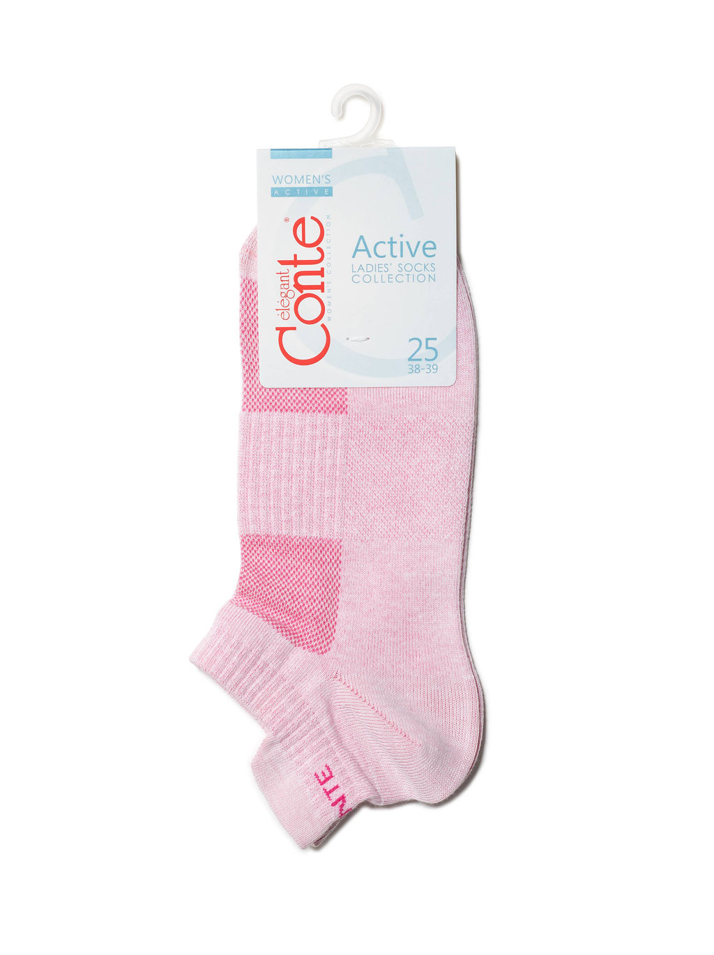 Цена за 2 пары. Носки Короткие CONTE Ультракороткие хлопковые носки ACTIVE с язычком св.розовый - Conte elegant фото 3