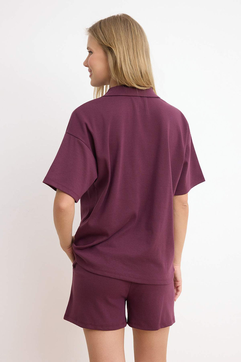 Murdum Oversize Dusuk Kol K?sa Kollu Pamuk Ribana Orme Alt-Ust Tak?m TWOSS26AU00121