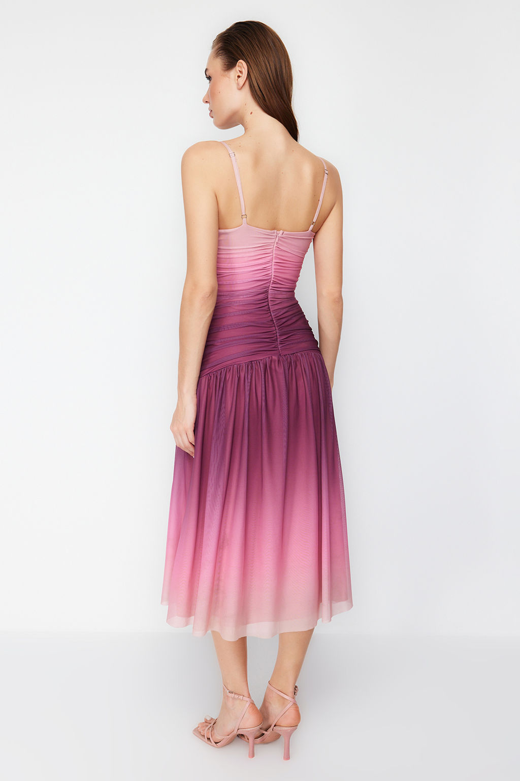 Cok Renkli A-Kesim Orme Tul Elbise TPRSS24EL00055 - Trendyolmilla фото 7