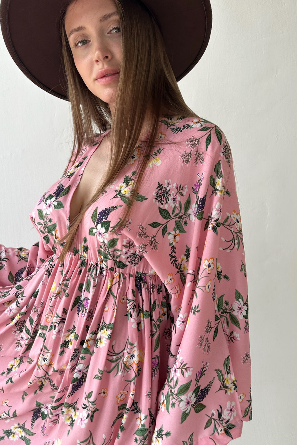 Платье женское FLOWER030/09/Розовый, зеленый - M&G all natural фото 2