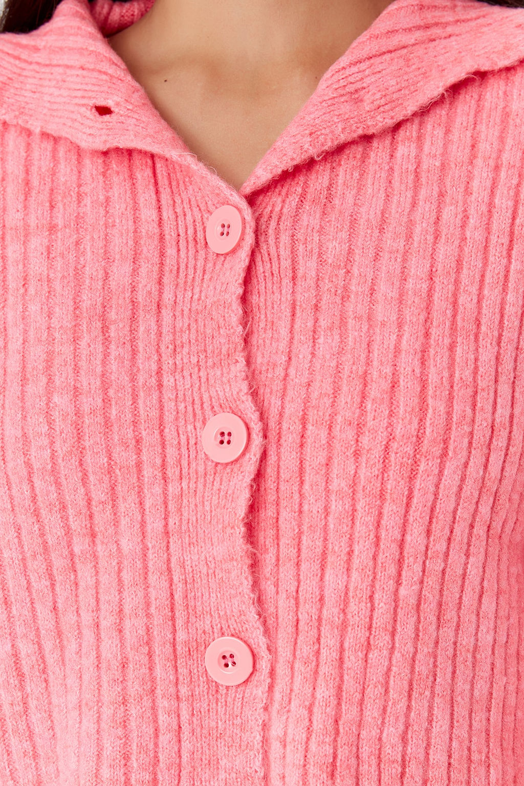 Pembe Crop Yumusak Dokulu Dik Yaka Triko H?rka TWOAW22HI0174