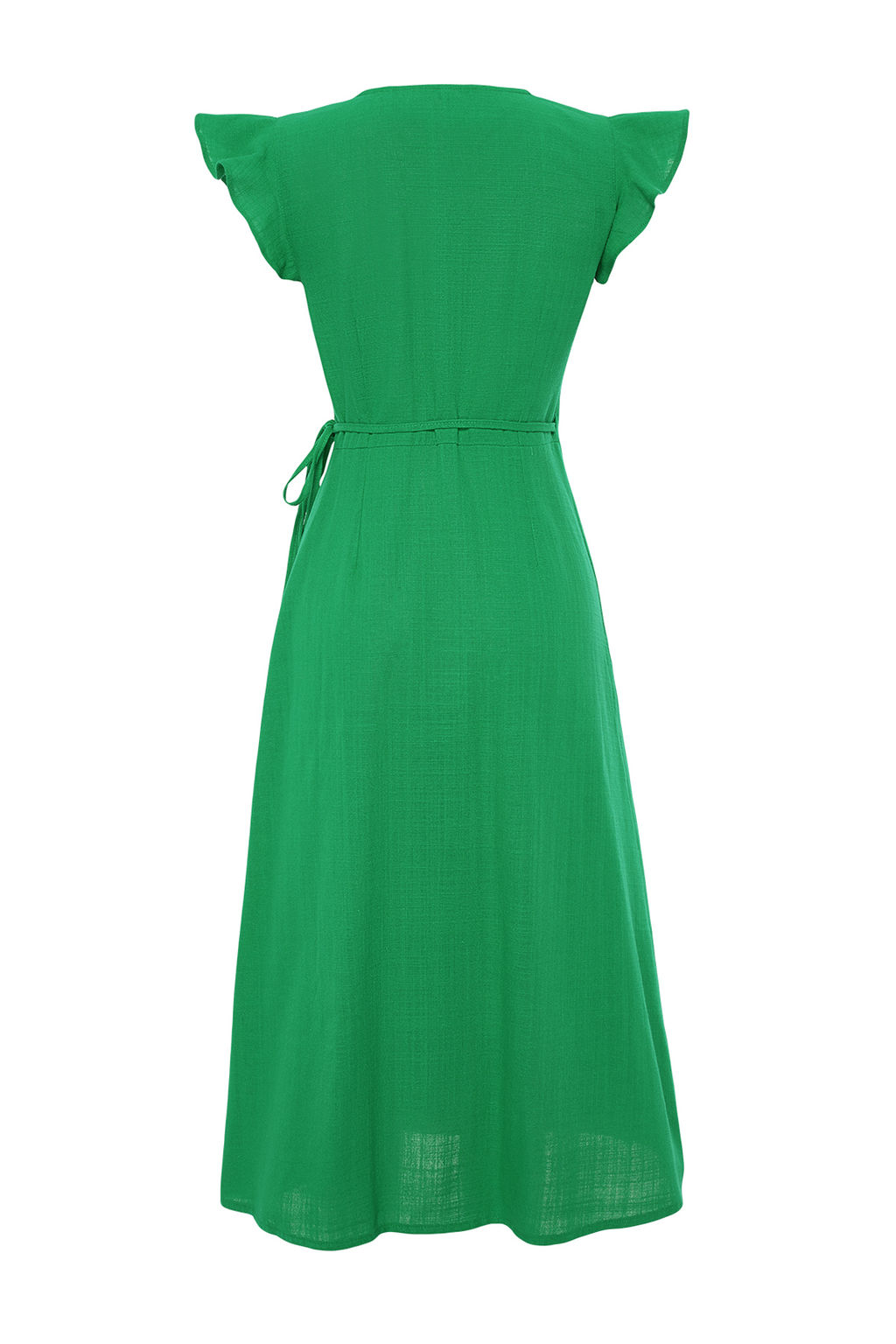 Kiremit Kruvaze F?rf?r Detayl? Keten Gorunumlu Midi Dokuma Elbise TWOSS24EL00071 - Trendyolmilla фото 16