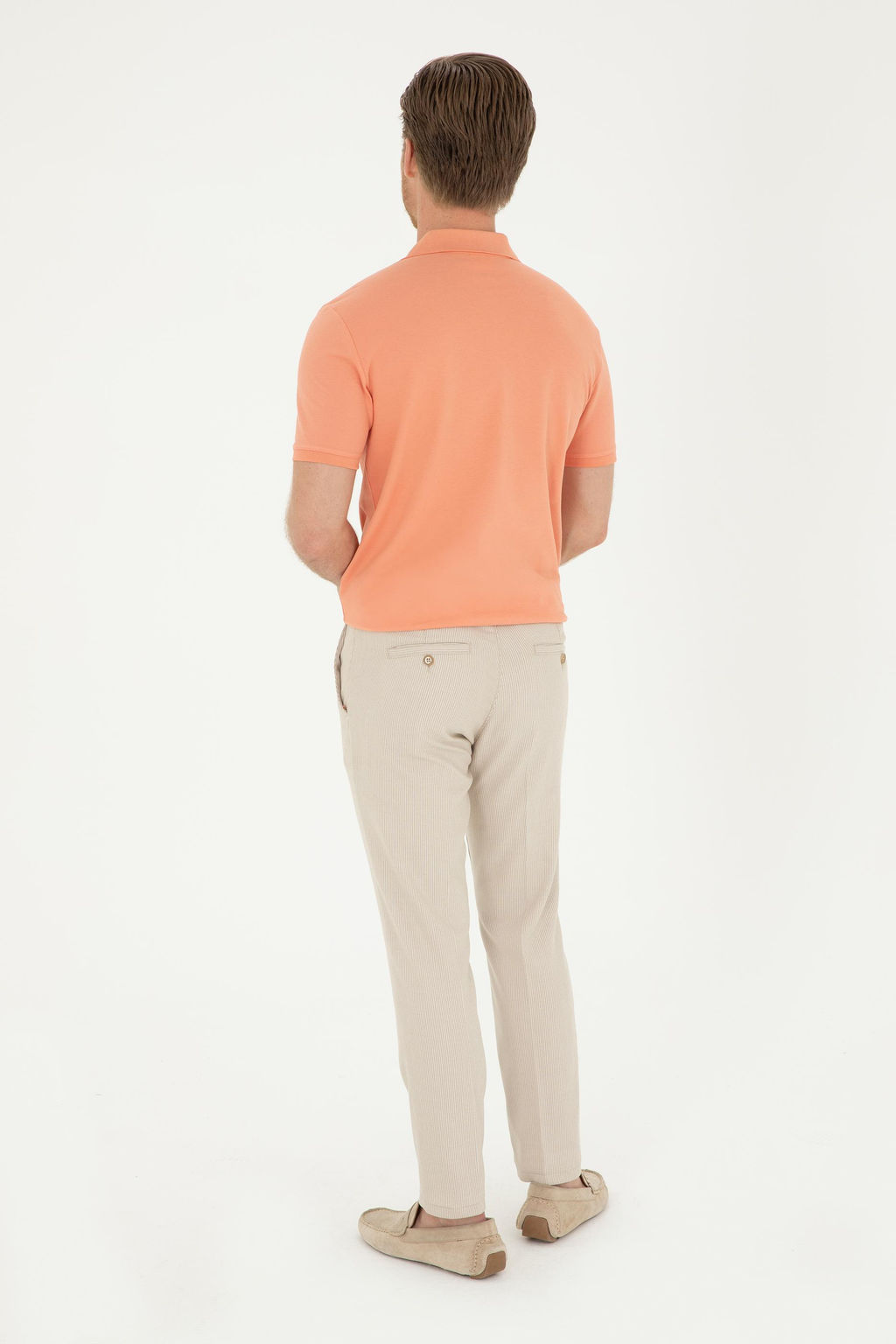 Erkek Slim Fit Camel Kanvas Pantolon