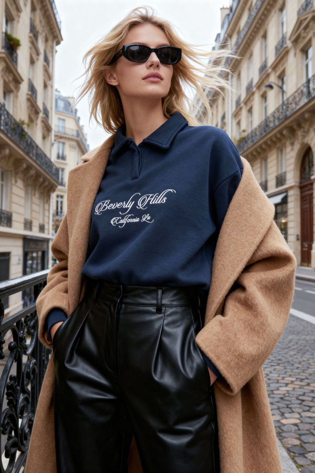 Lacivert Gomlek Yaka Nak?sl? Regular Fit Kal?n Ici Polarl? Orme Sweatshirt TWOAW24SW00182